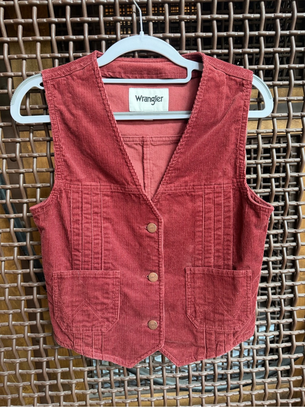 Wrangler Femme Cord Vest Madder Brown Size Small Western